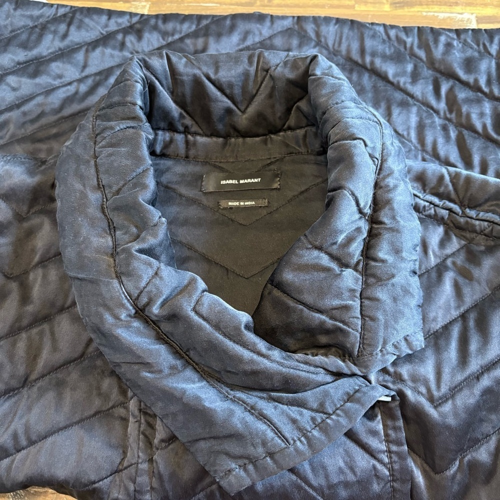 Isabel Marant Black Cream Ivory Quilted Chore Utility Jacket Bomber Silk Boxy 40 - Picture 6 of 13